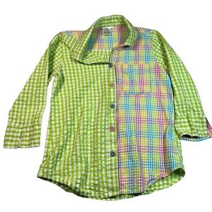 Parsley & Sage Colorful Plaid Button Down Shirt‎ Womens Small S Funky